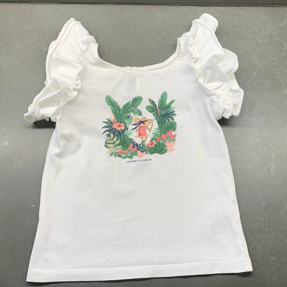 Janie and Jack Girls Flutter Sleeve Graphic Tee – Size 4
